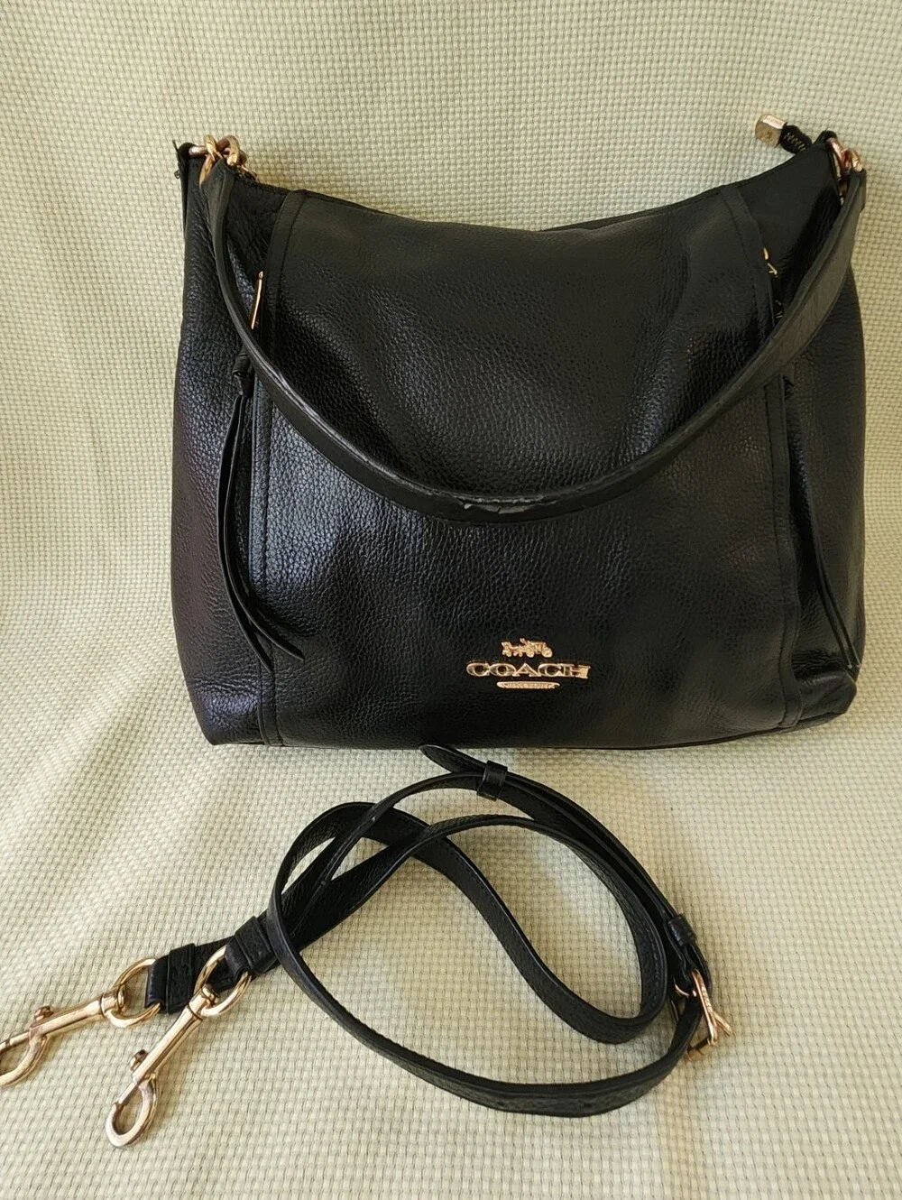 Coach Marlon Hobo Bag Black Pebble Leather Crossbody Shoulder Bag F79994